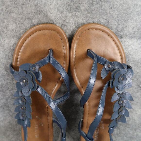 Madeline Stuart Shoes Womens 6 Sandals Fashion Flat Slingback Flower Stud Buckle - Picture 8 of 14